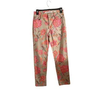 Jones New York Womens Pants 4 Pink Floral Skinny Ankle Jeans